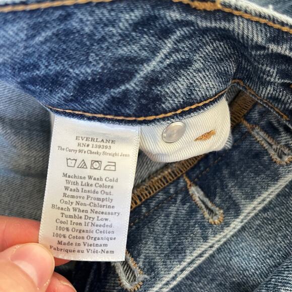 Everlane The Curvy 90’s Cheeky Straight Jean Size 30 Crop High Waist Button Fly - Picture 7 of 8